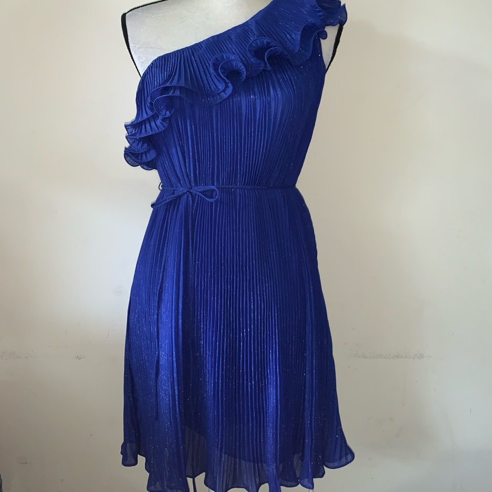 Chelsea & Violet One-Shoulder Blue Ruffle Dress S - Picture 2 of 11
